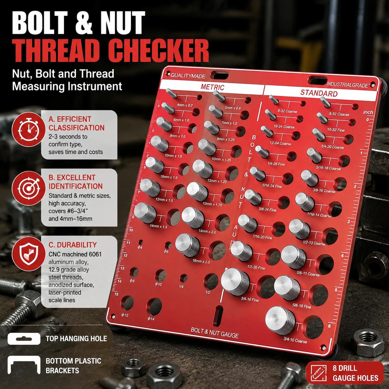 Woodworking Tool Stores - Nut and Bolt Thread Gauge Set